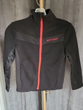 Spyder Kids Black Sweater with Red Zipper and Logo